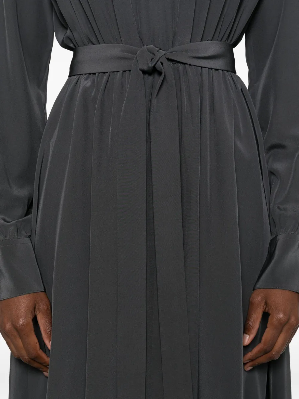 JOSEPH Zijden jurk met ceintuur Grijs