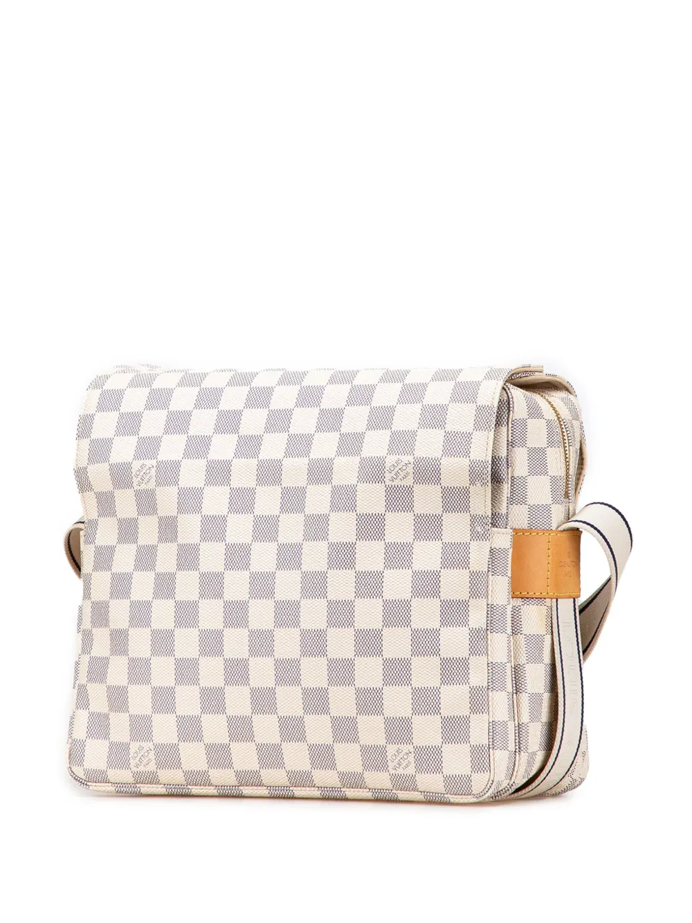 Pre-owned Louis Vuitton 2007 Damier Azur Naviglio Crossbody Bag In White