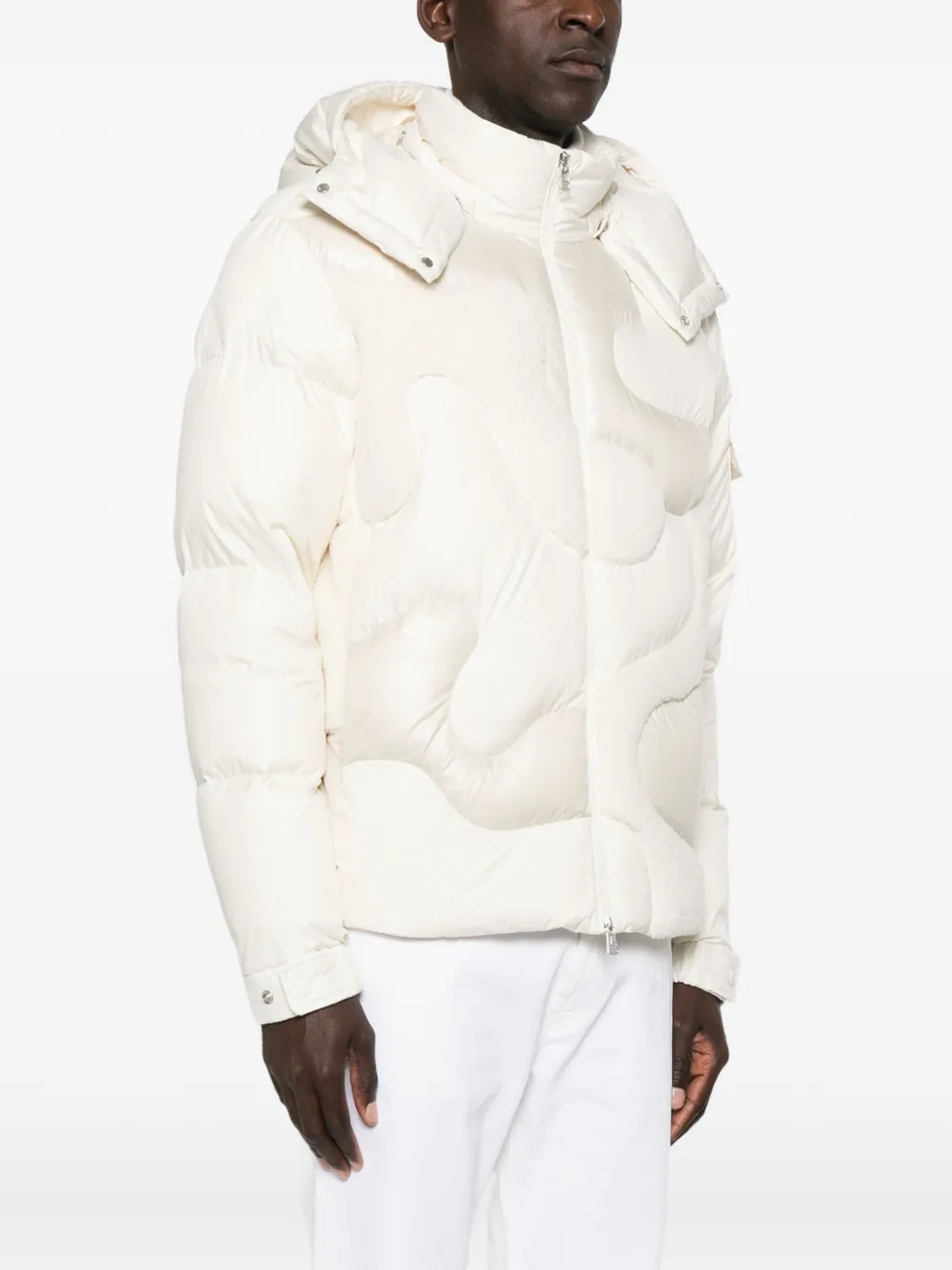 Moncler Candes jack met capuchon en vlakken Wit