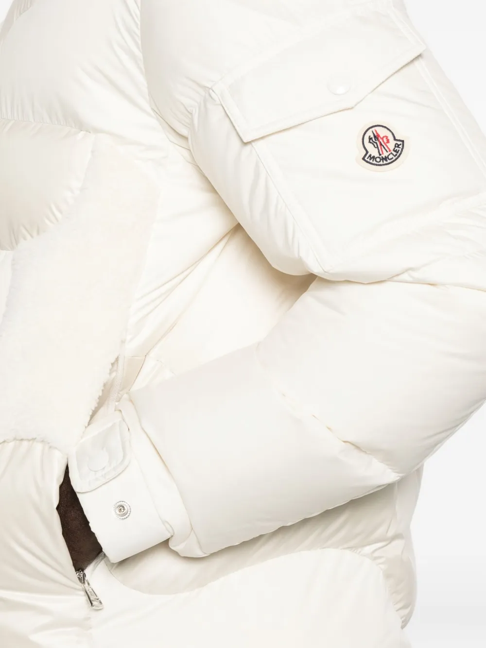 Moncler Candes jack met capuchon en vlakken Wit