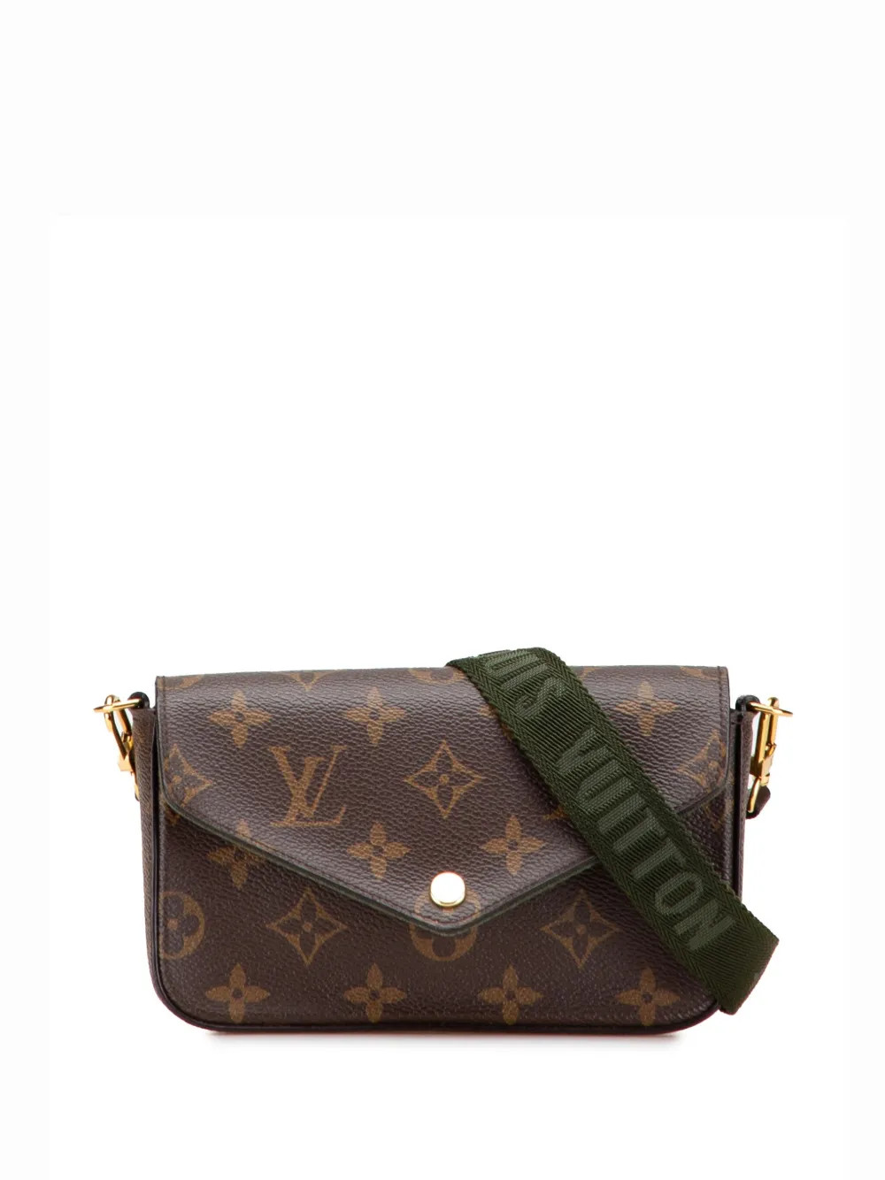 Pre-owned Louis Vuitton 2021-2025 Monogram Felicie Strap And Go Crossbody Bag In Brown