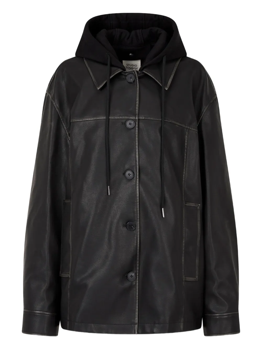 STUDIO TOMBOY Kapuzenjacke aus Faux-Leder | Braun | Image 1