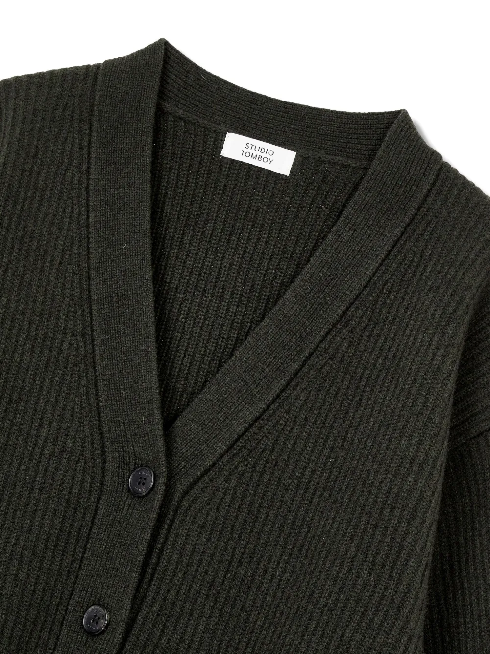Studio Tomboy Ribbed-knit Cardigan In Gray