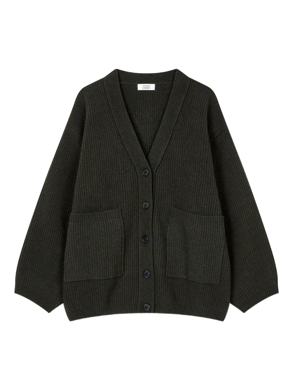 Studio Tomboy Ribbed-knit Cardigan In Gray