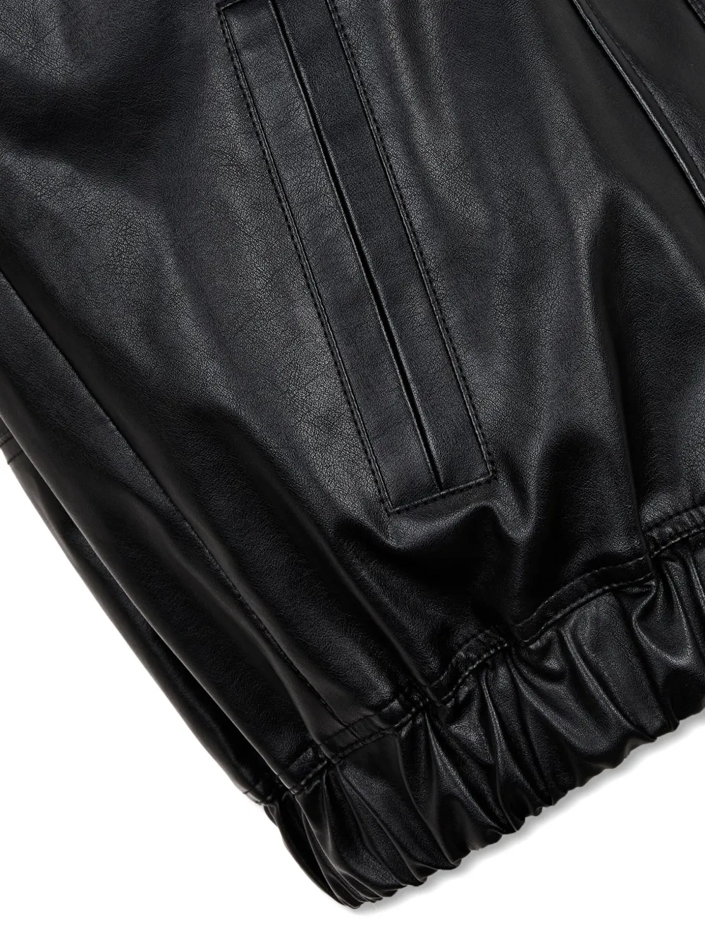 Studio Tomboy Hooded Faux-leather Jacket In Black