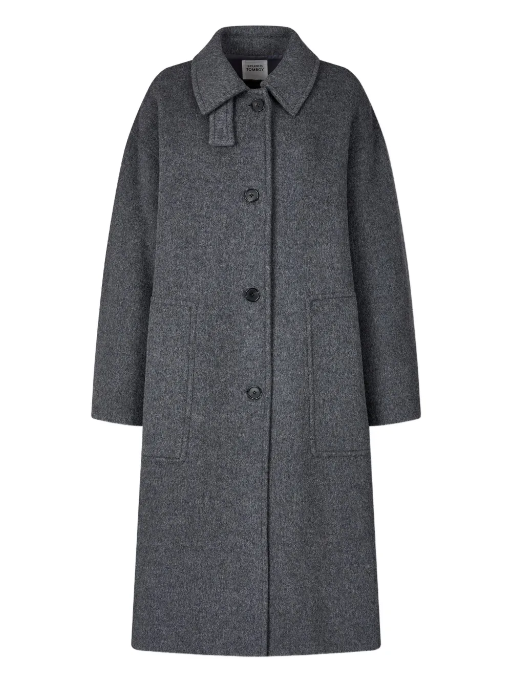Studio Tomboy Mélange-effect Single-breasted Coat In Gray
