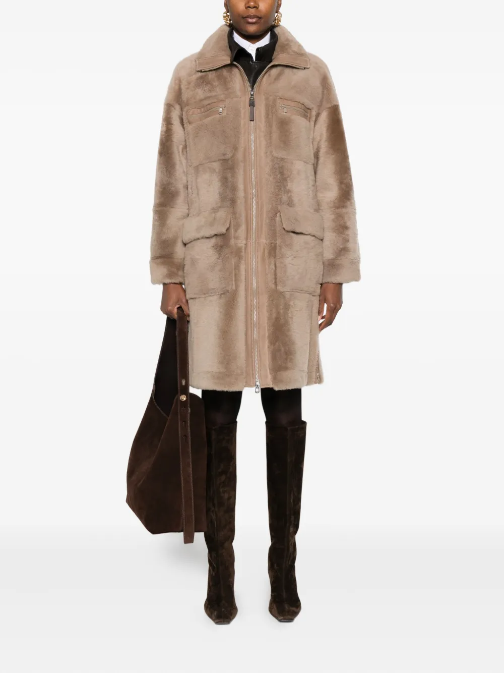 Brunello Cucinelli full-zip fur coat | Single Breasted Coats | Image 2