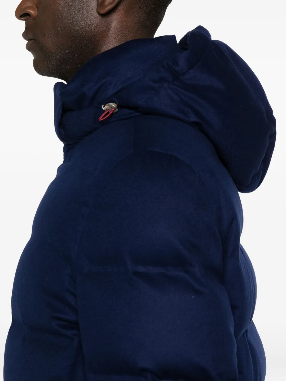 Brunello Cucinelli Gewatteerd jack met capuchon Blauw