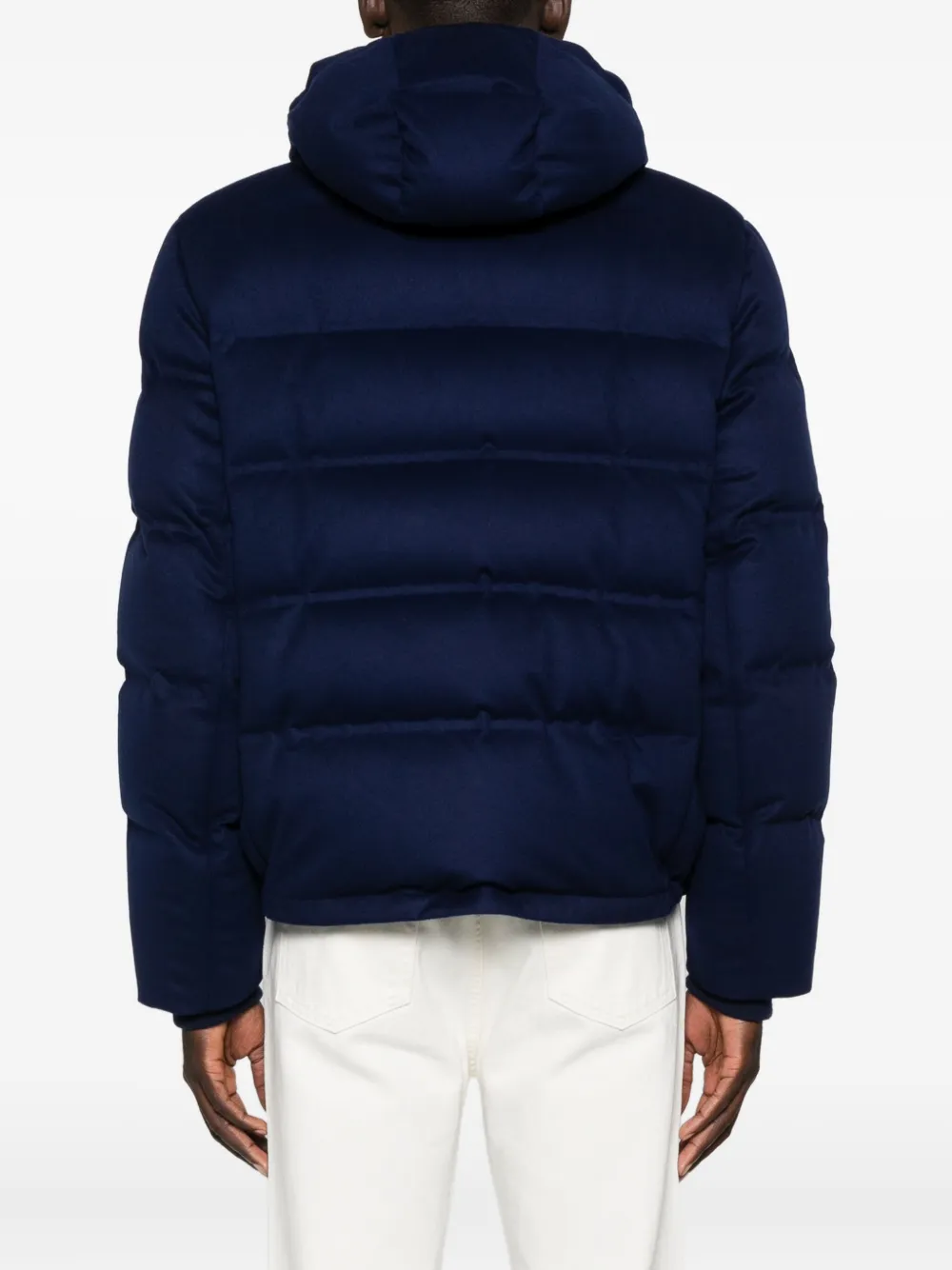 Brunello Cucinelli Gewatteerd jack met capuchon Blauw