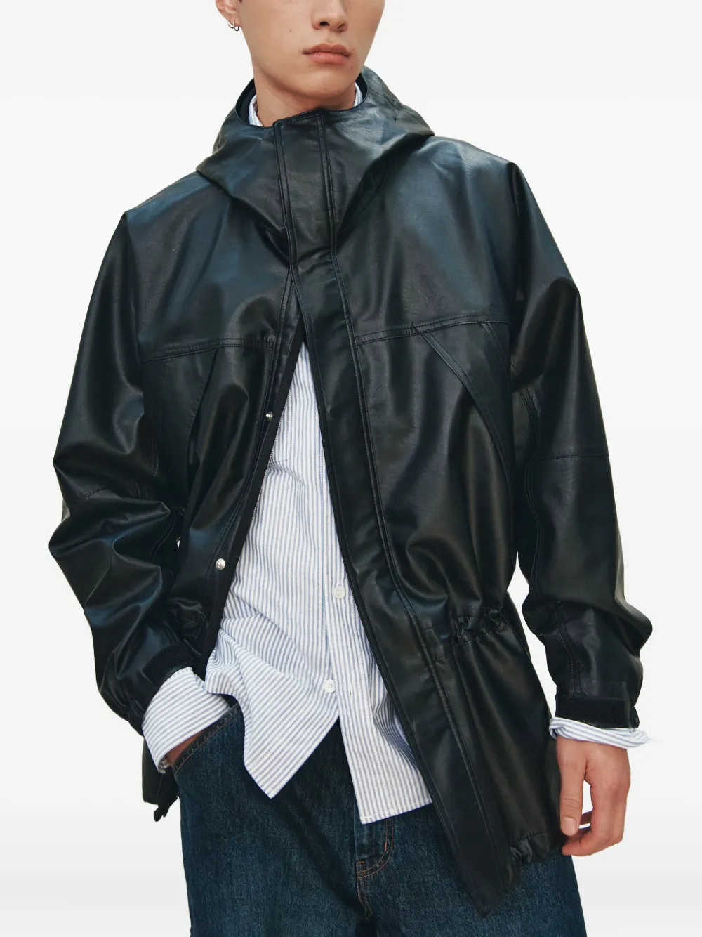 Studio Tomboy Hooded Drawstring Parka In Black