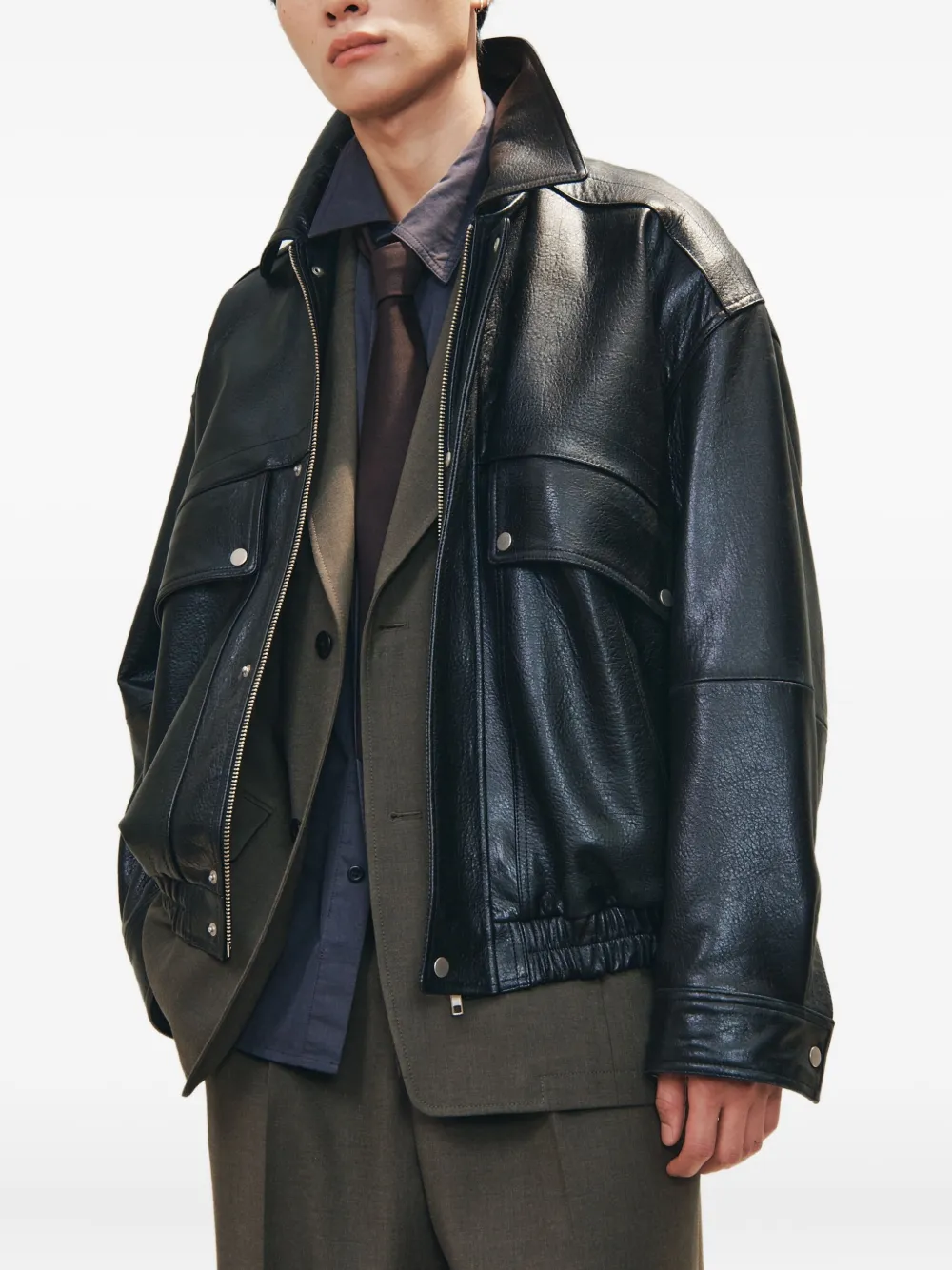 Studio Tomboy Flap-pocket Bomber Jacket In Black