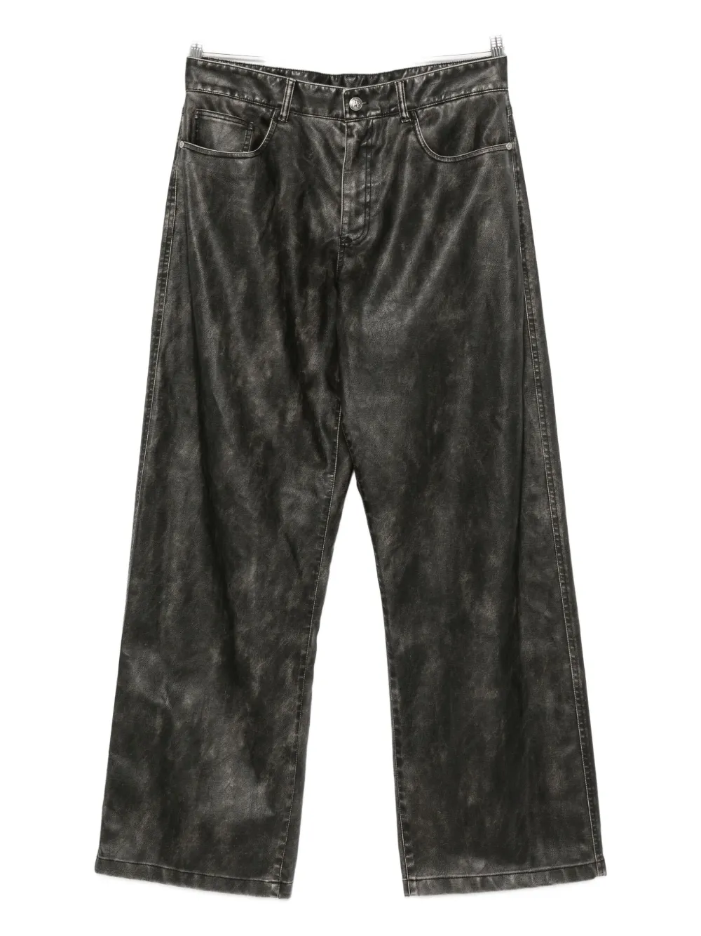 Palm Angels Curved Logo Coated Trousers In Black