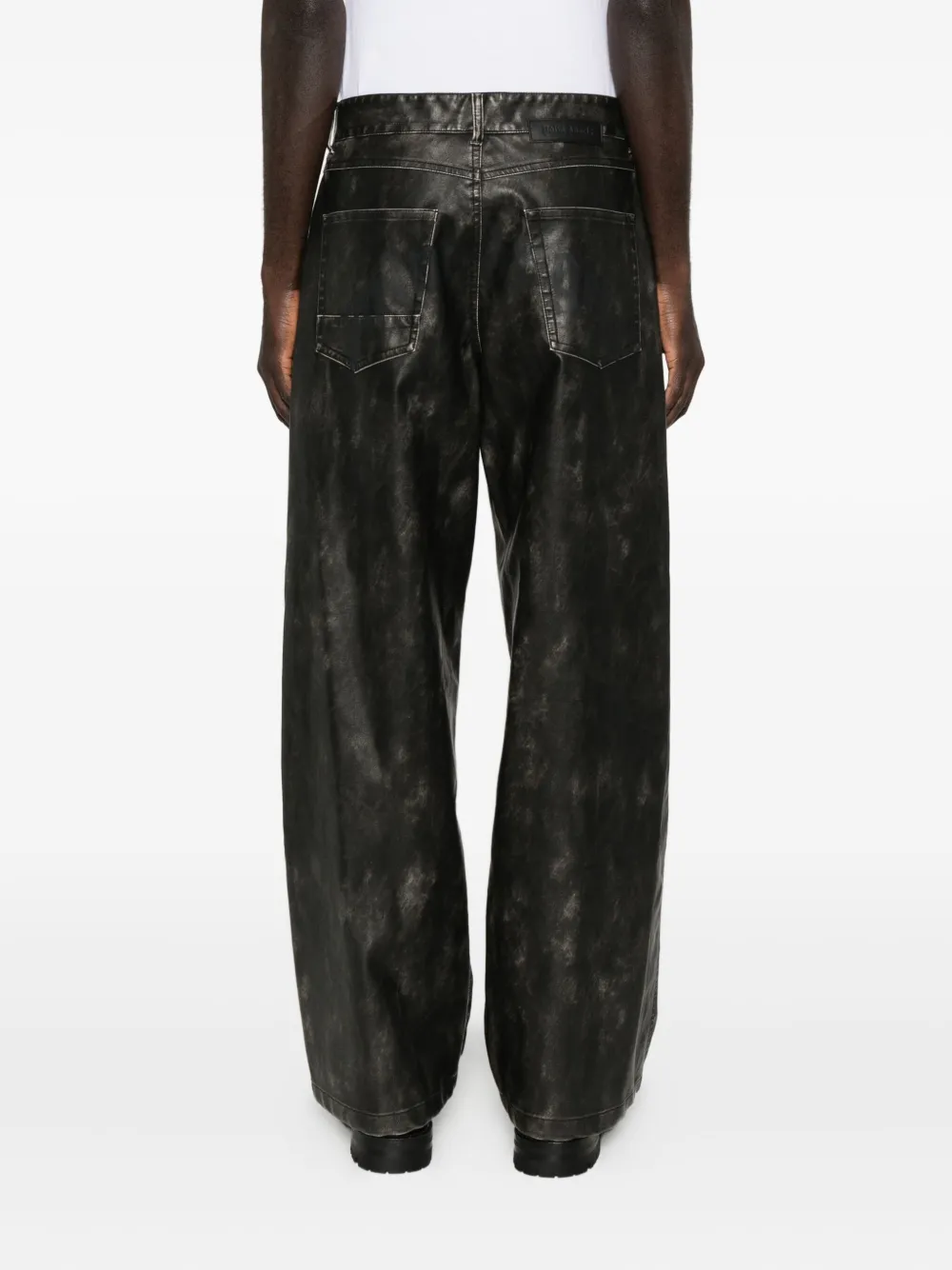Palm Angels Curved Logo Coated Trousers In Black