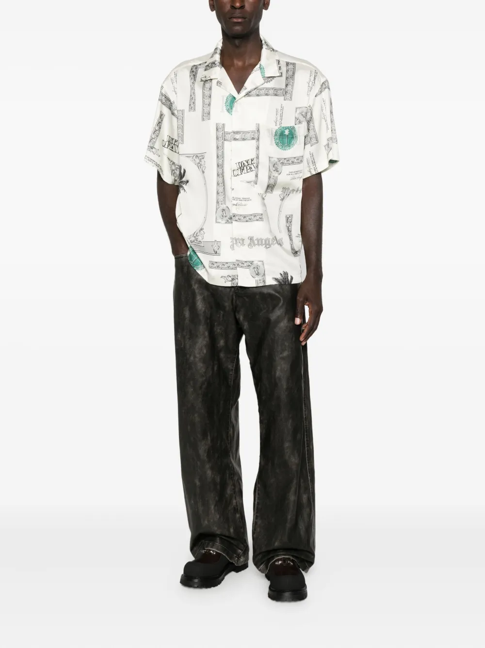 Palm Angels Gecoate broek met gewelfd logo - Grijs