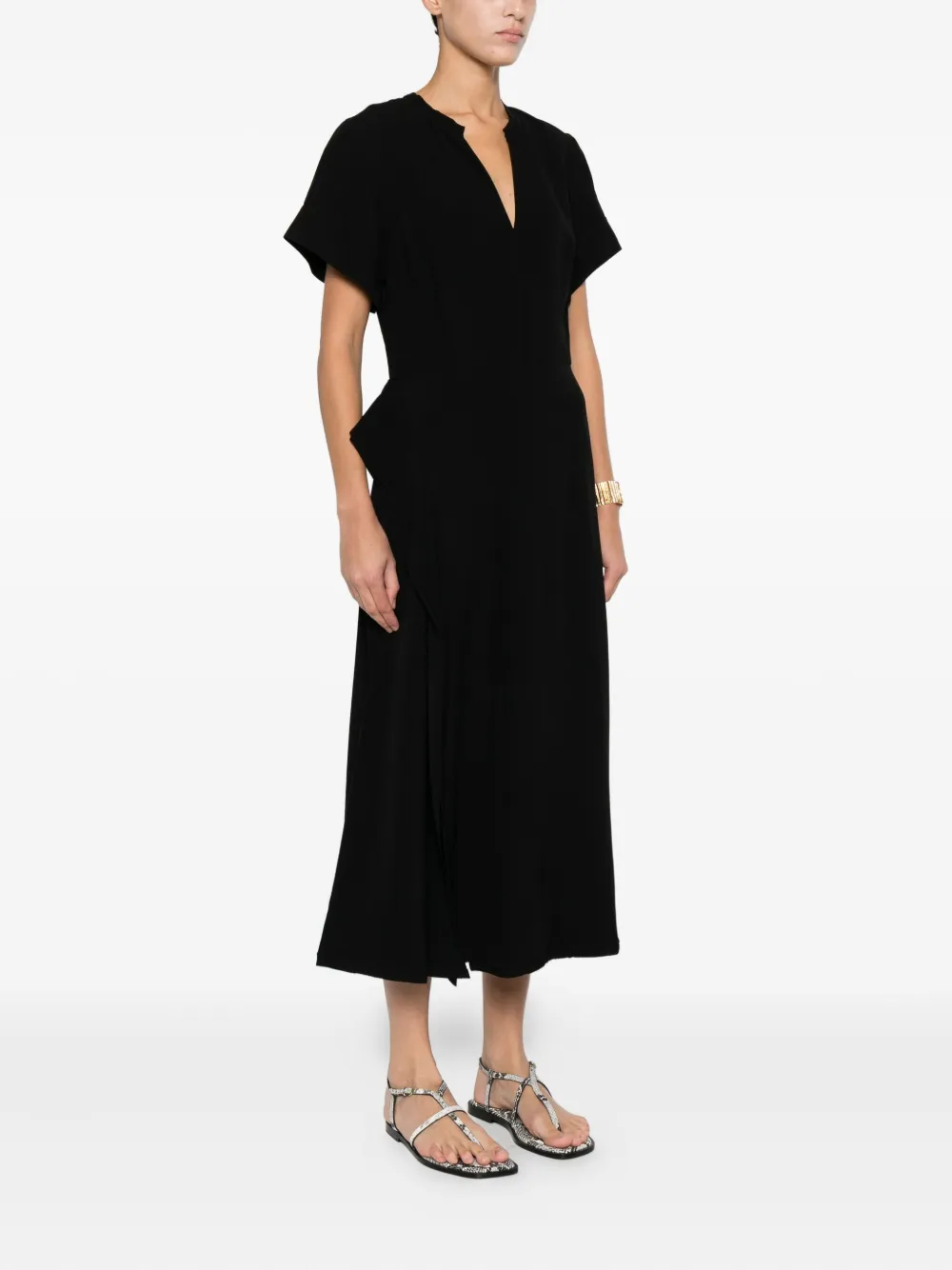 Ulla Johnson V-neck Draped Dress In Black