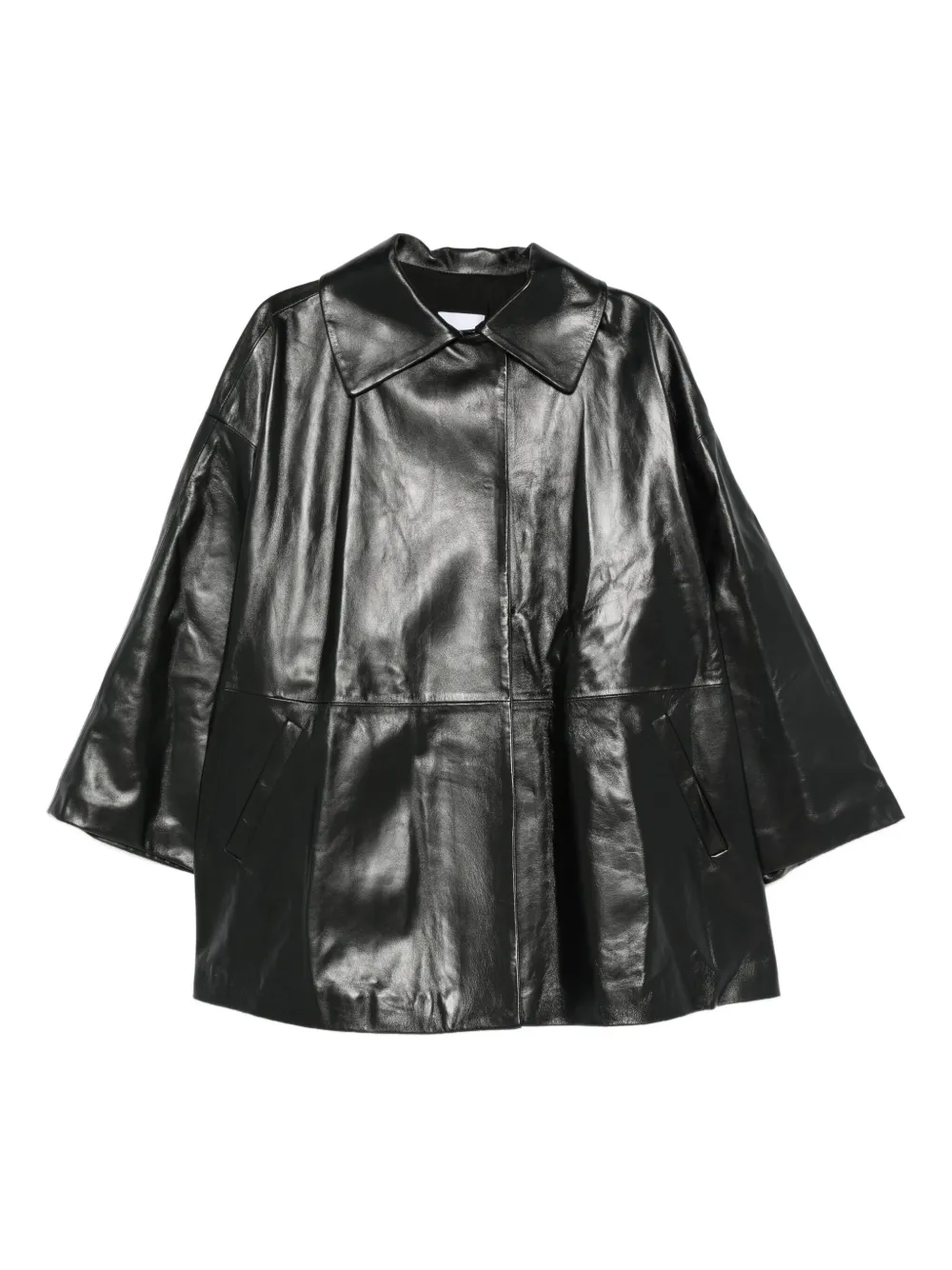 Cassell collared leather jacket | Black | Image 1
