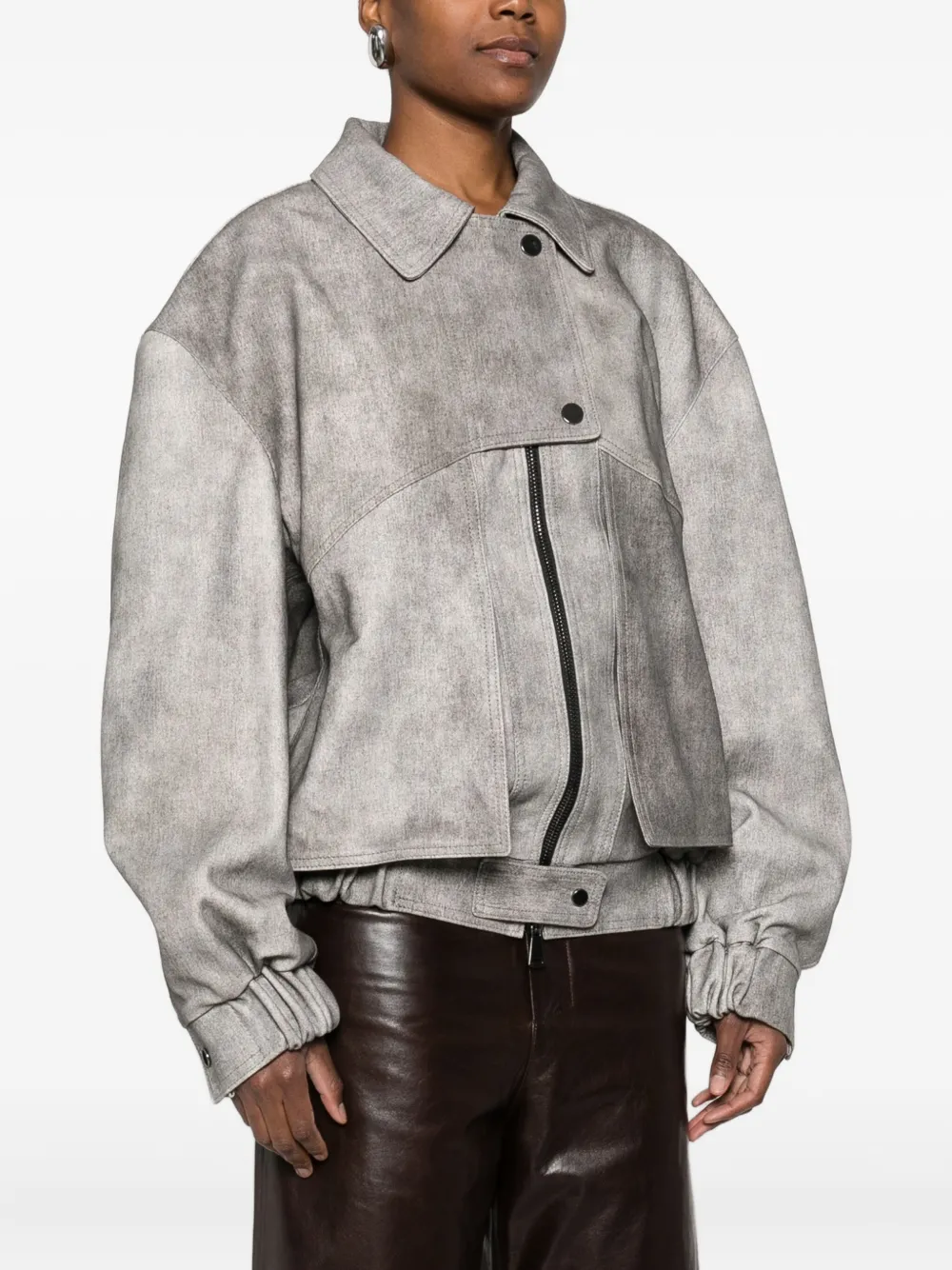 Cassell Collared Zip Jacket In Gray