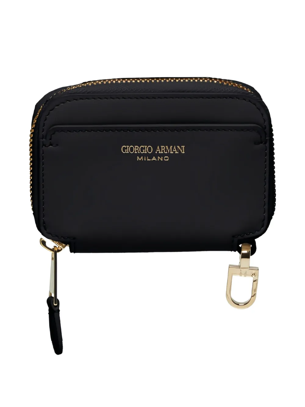 Giorgio Armani mini zip-around logo-plaque wallet - Zwart