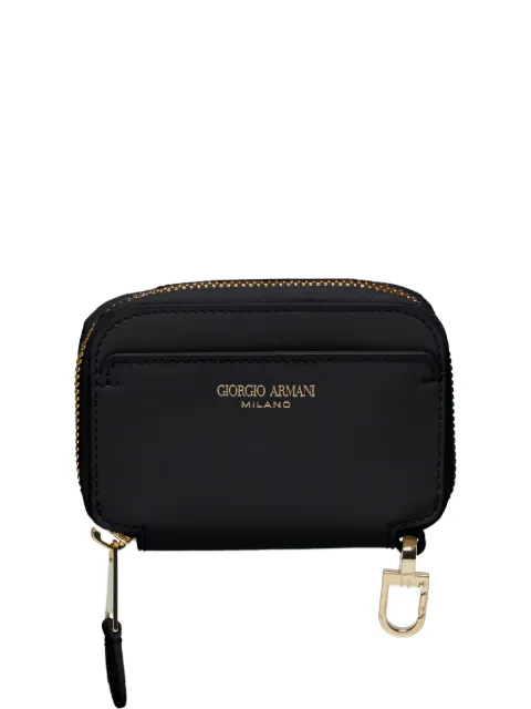 Giorgio Armani mini zip-around logo-plaque wallet