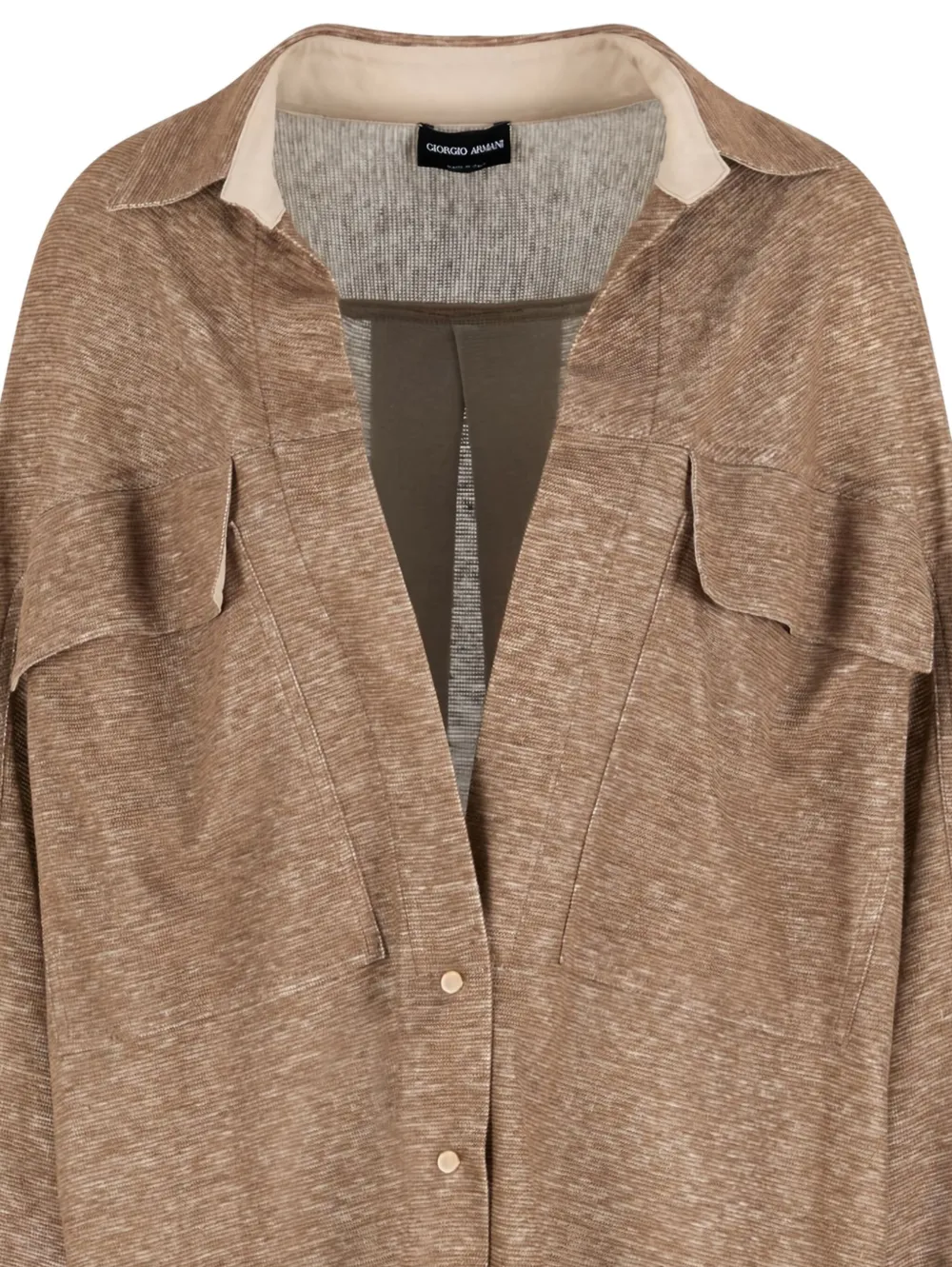 Giorgio Armani Shirt met klepzak en knoopsluiting - Bruin