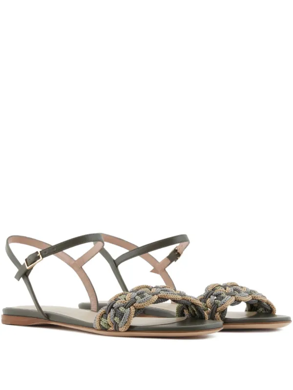 Giorgio Armani Sandalias Planas Con Tiras Trenzadas Verde