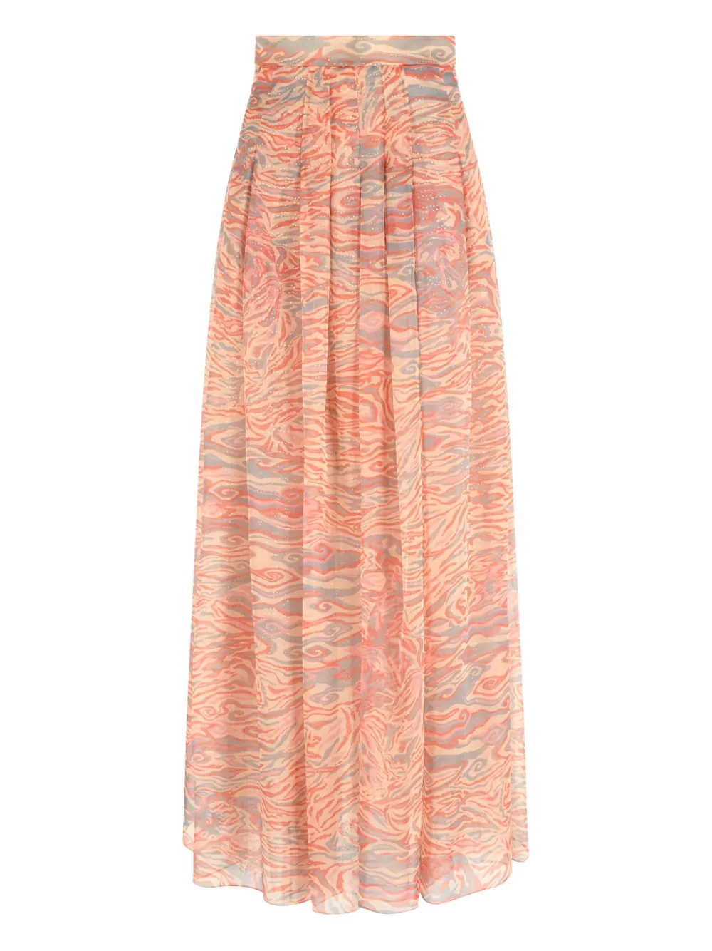 Giorgio Armani pleated print maxi skirt | Orange | Image 1