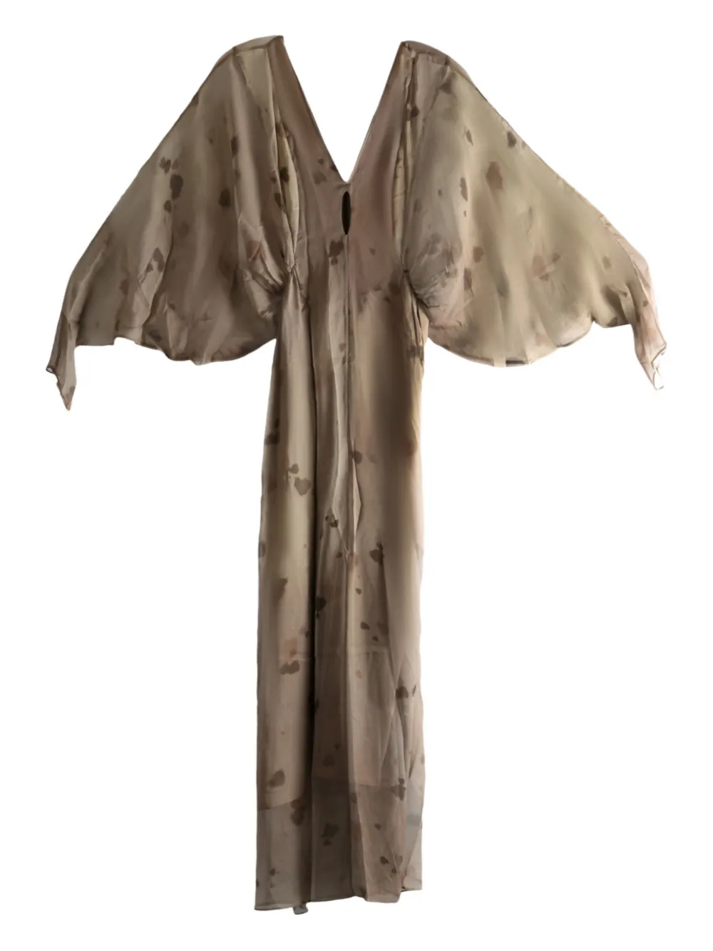 Yangkehan V-neck Batwing-sleeve Maxi Dress In Neutral