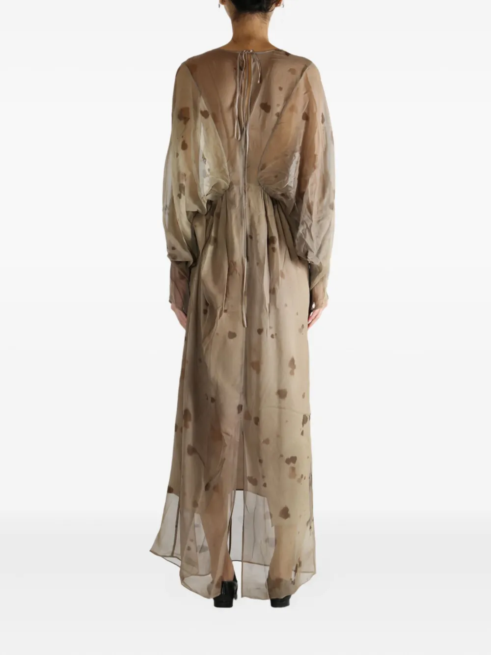 Yangkehan V-neck Batwing-sleeve Maxi Dress In Neutral