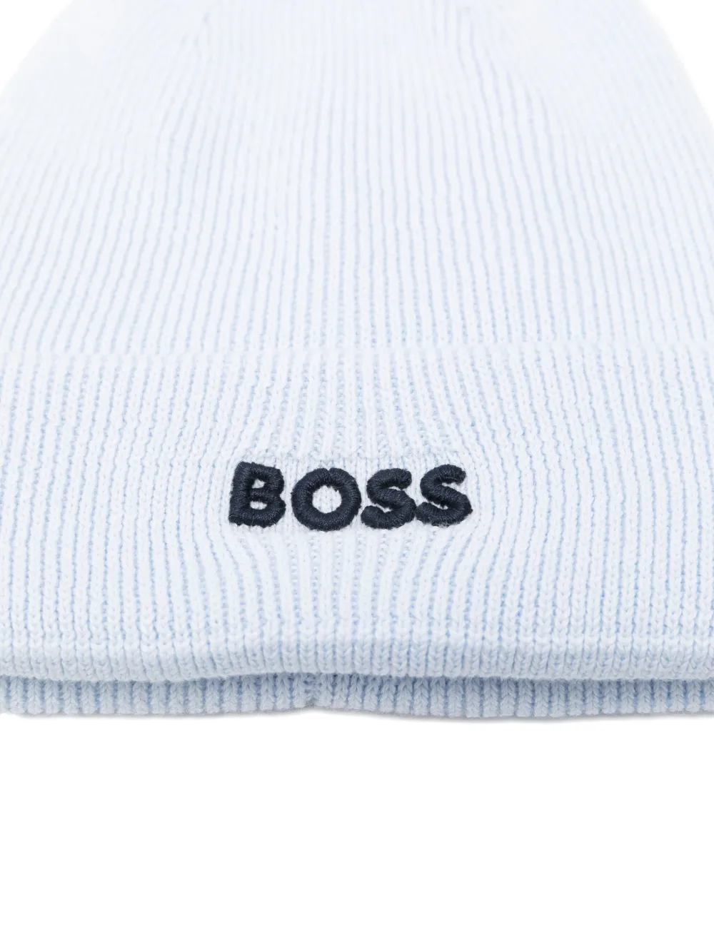 Hugo Boss Pompom Ribbed Beanie In White