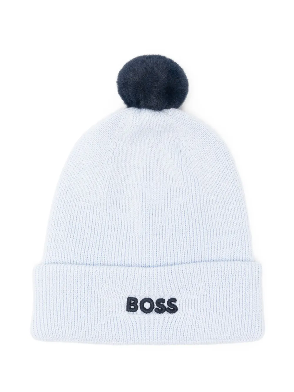 BOSS pompom ribbed beanie | Blue | Image 1