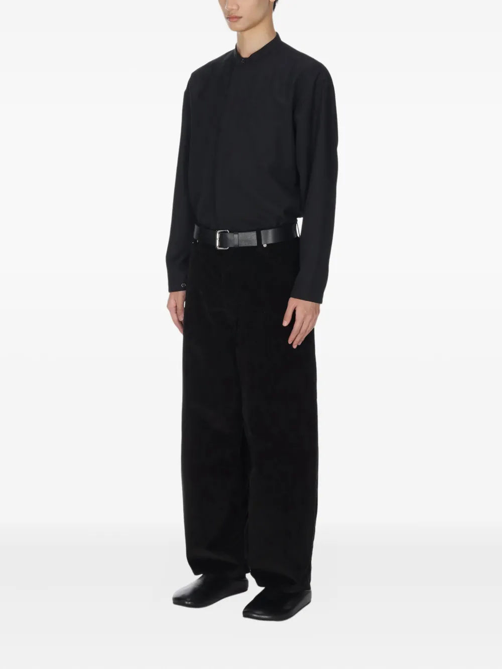 Studio Nicholson Karst Grandad-collar Shirt In Blue