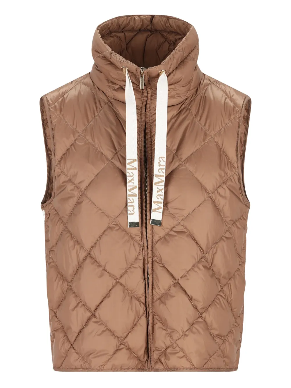 Max Mara ジップアップ キルティングベスト - ブラウン Max Mara ジップアップ キルティングベスト - ブラウン