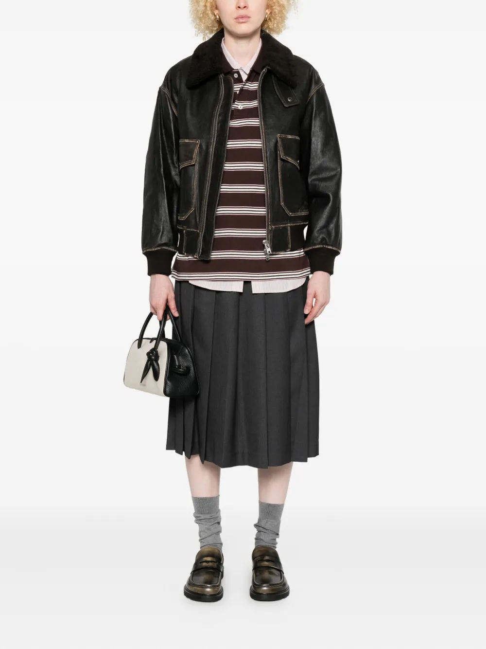 DUNST pleated midi skirt - Grijs