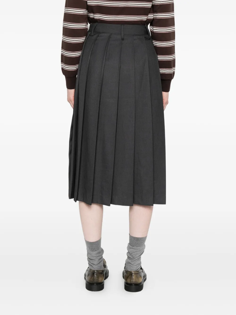 Dunst Pleats Long Skirt In Charcoal Grey In Black
