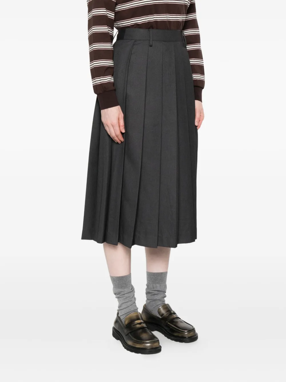 Dunst Pleats Long Skirt In Charcoal Grey In Black