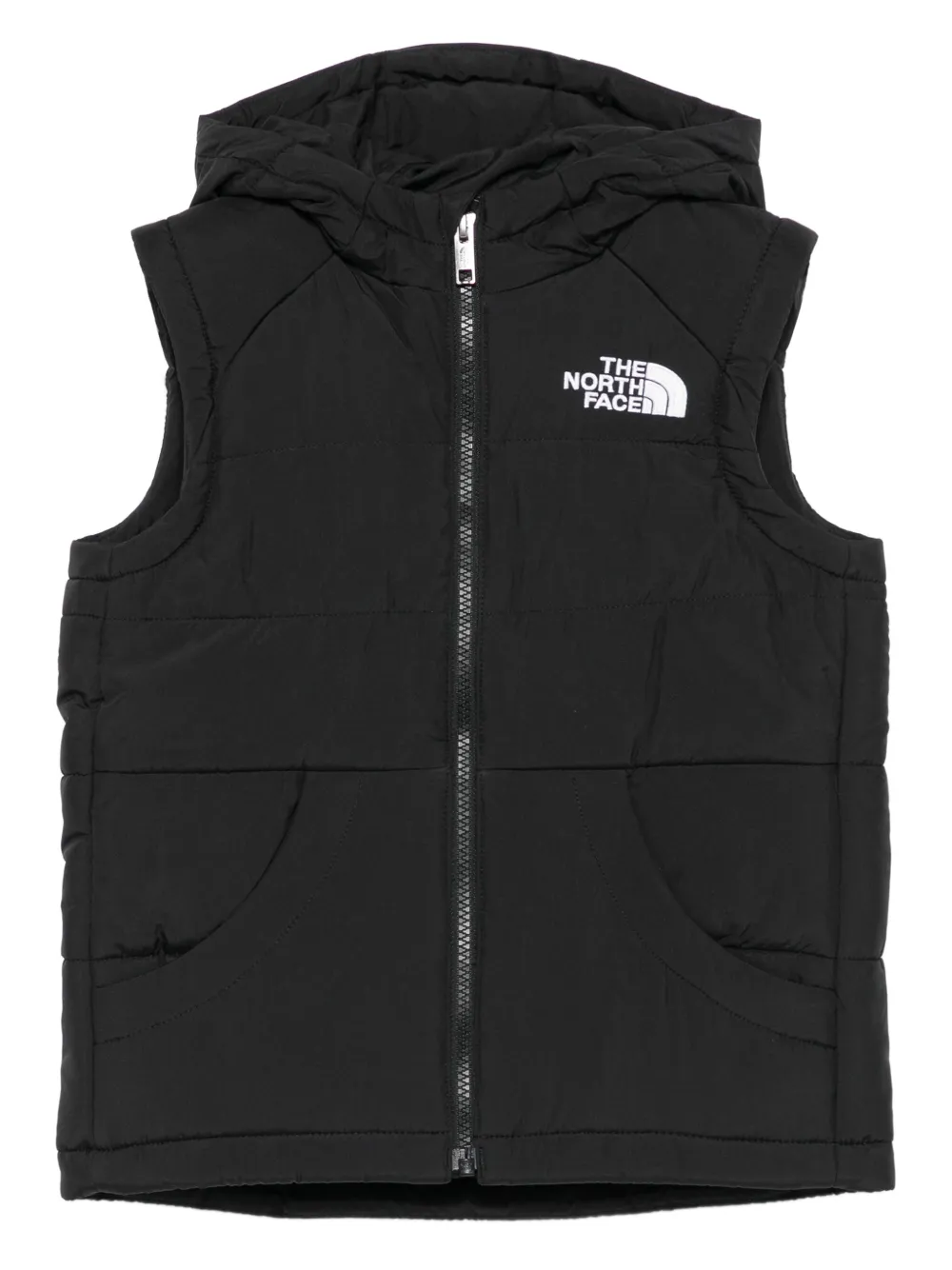 The North Face Kids' Hooded Quilted Vest In Black