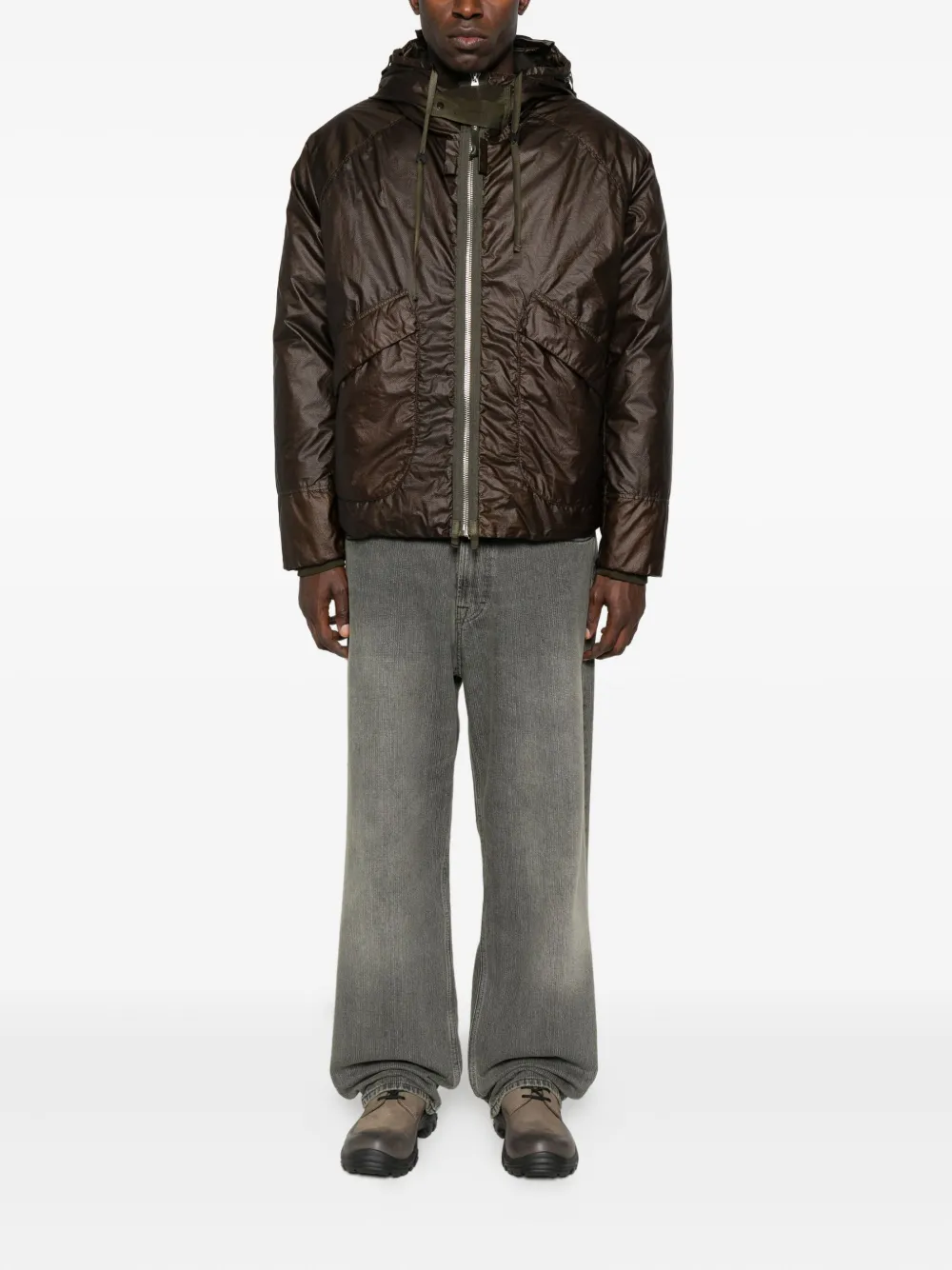 C.p. Company Hooded Drawstring Jacket In Brown