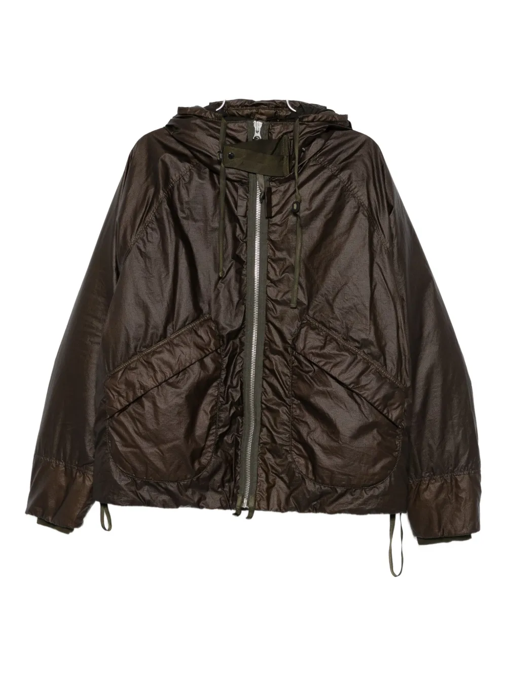 C.p. Company Hooded Drawstring Jacket In Brown