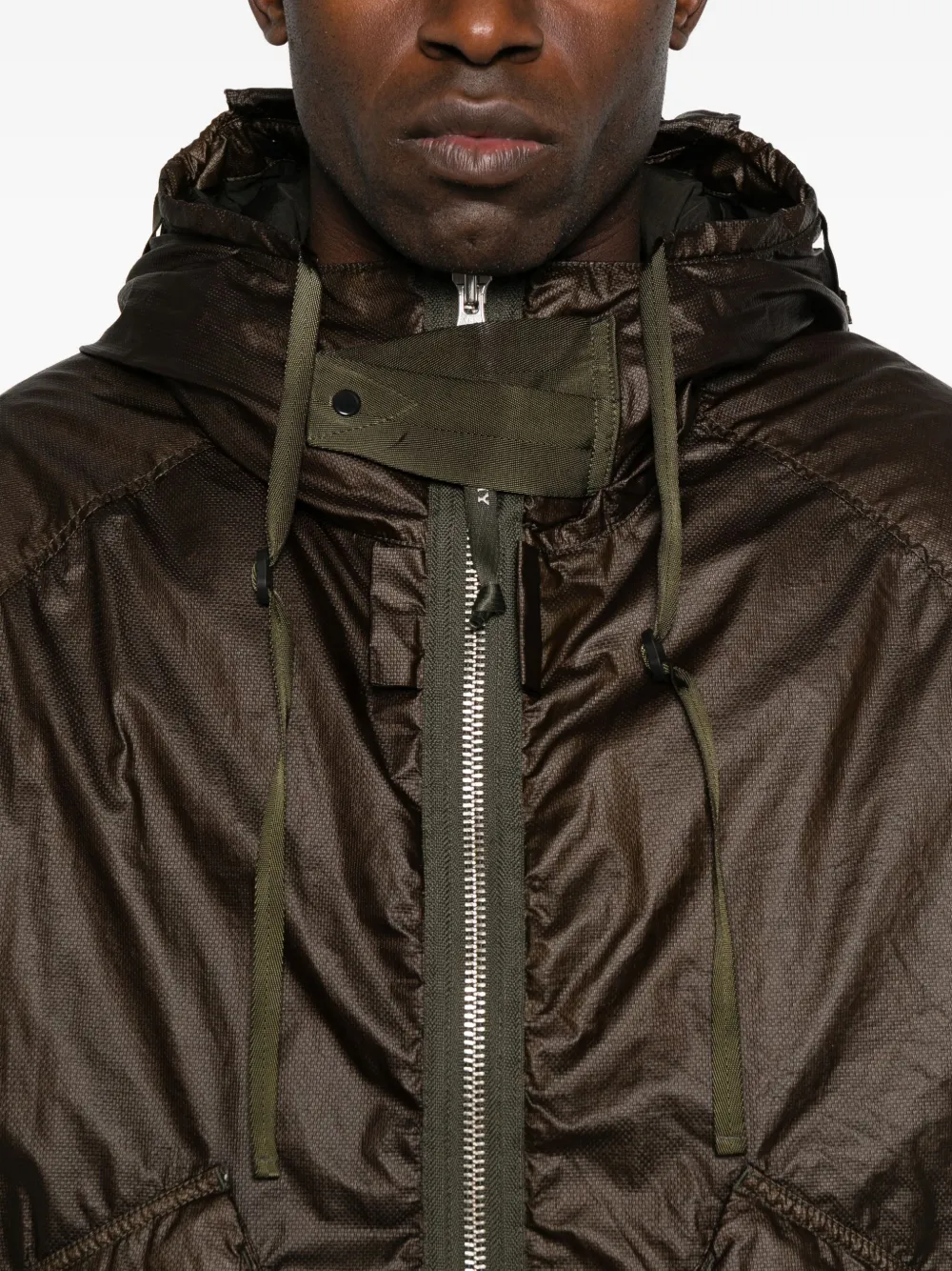 C.p. Company Hooded Drawstring Jacket In Brown