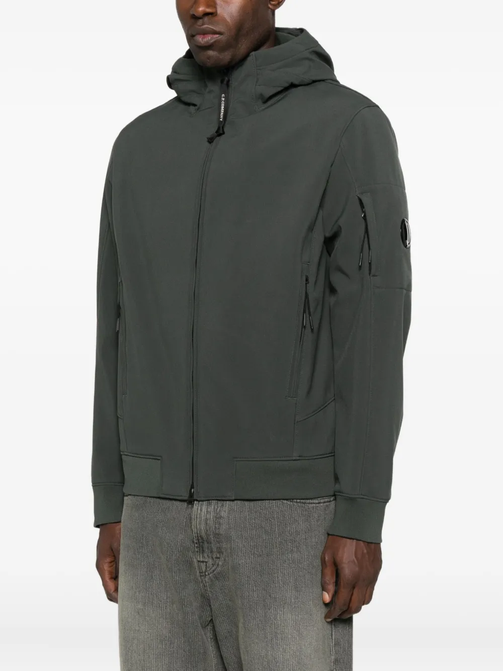 C.p. Company Hooded Zip-front Jacket In Green