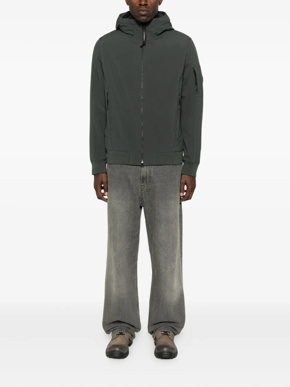 C.p. Company Hooded Zip-front Jacket In Green