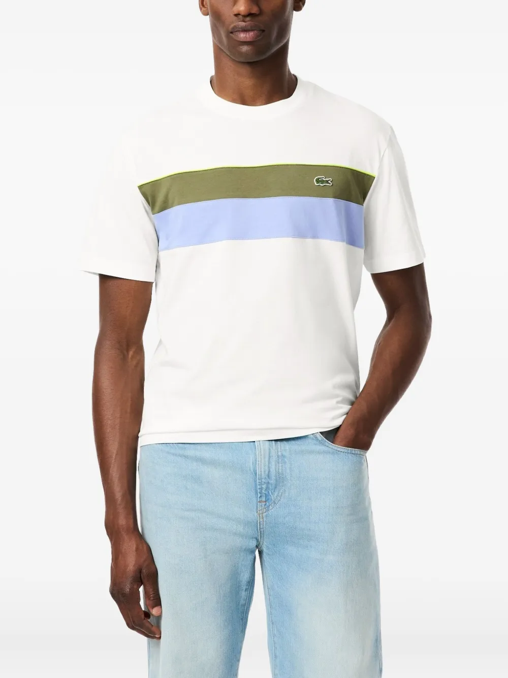 Lacoste panelled crew-neck T-shirt - Wit