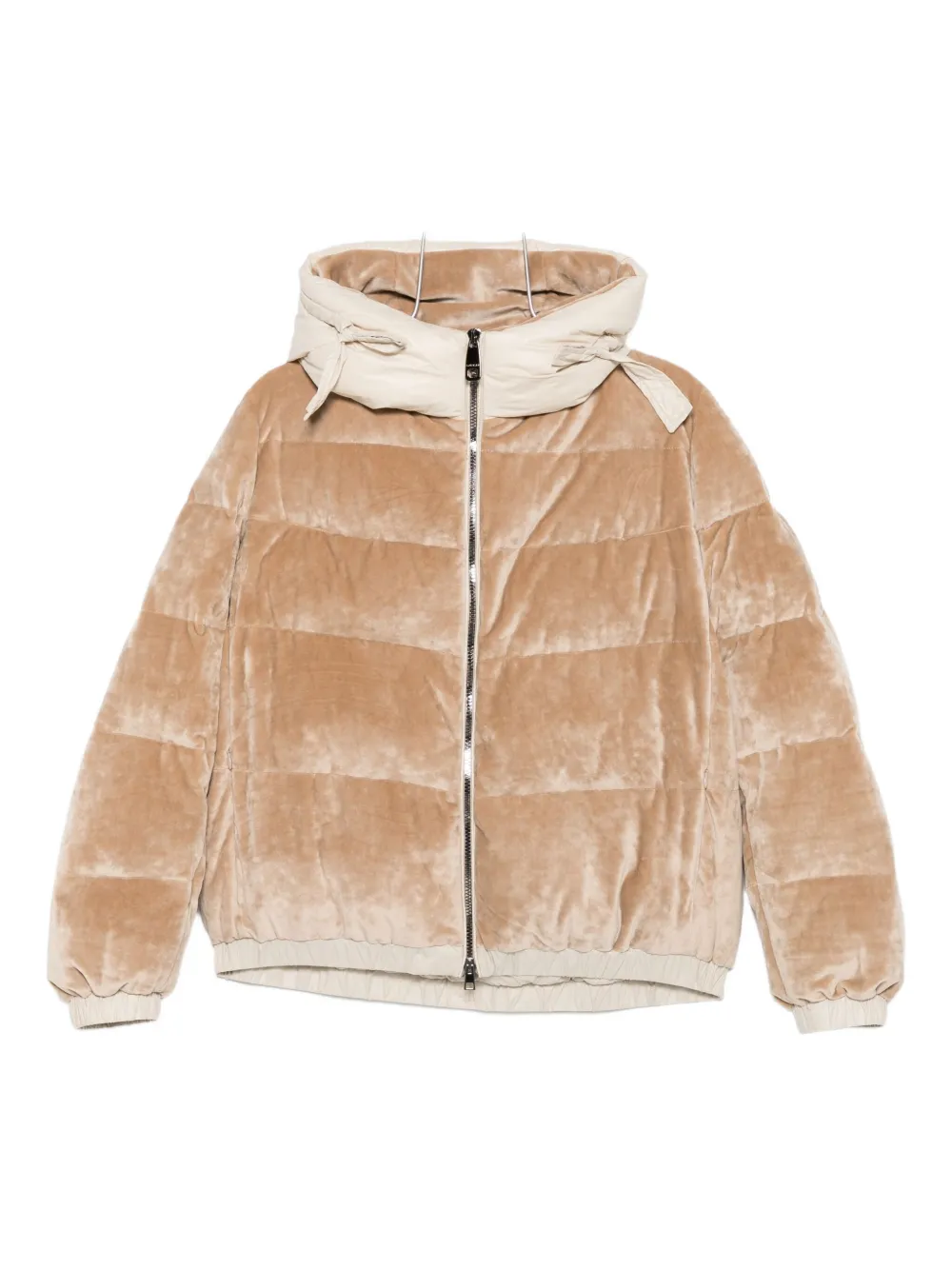 Martylo Velvet Puffer Jacket In Brown