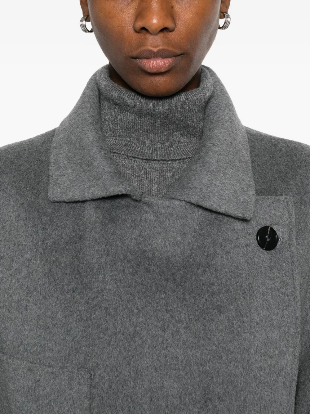 Glox Belted Patch-pocket Coat In Gray