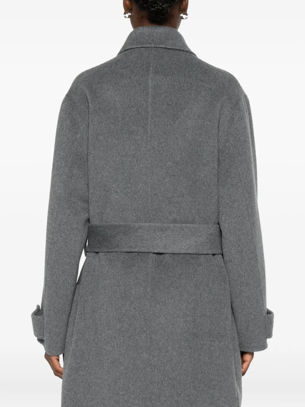 Glox Belted Patch-pocket Coat In Gray
