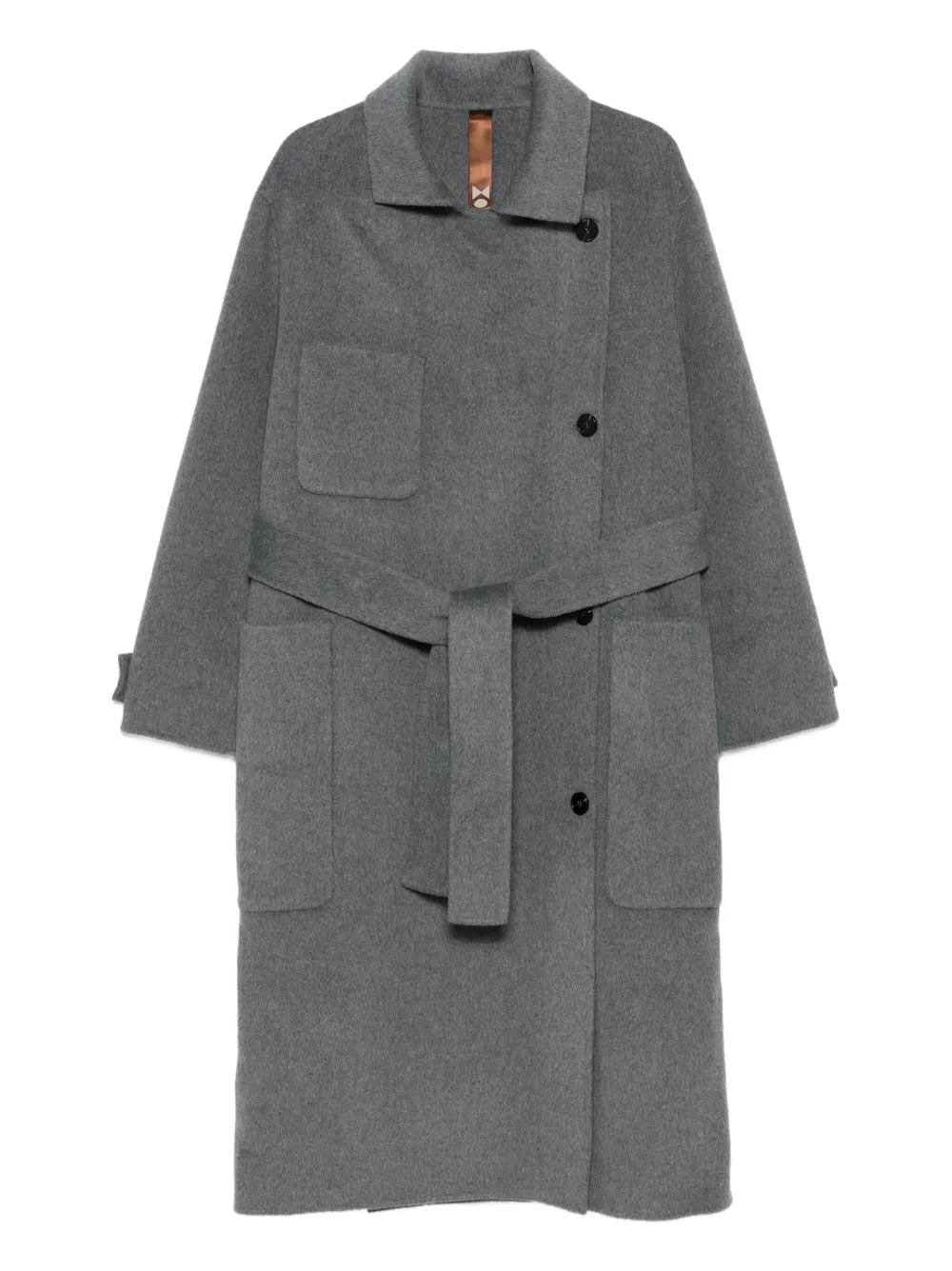 Glox belted patch-pocket coat | Grey | Image 1