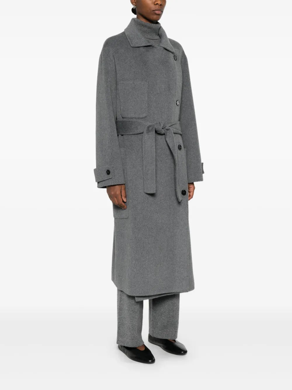 Belted Patch-Pocket Coat