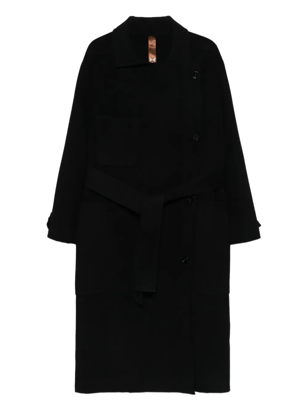 Glox belted patch-pocket coat | Black | Image 1