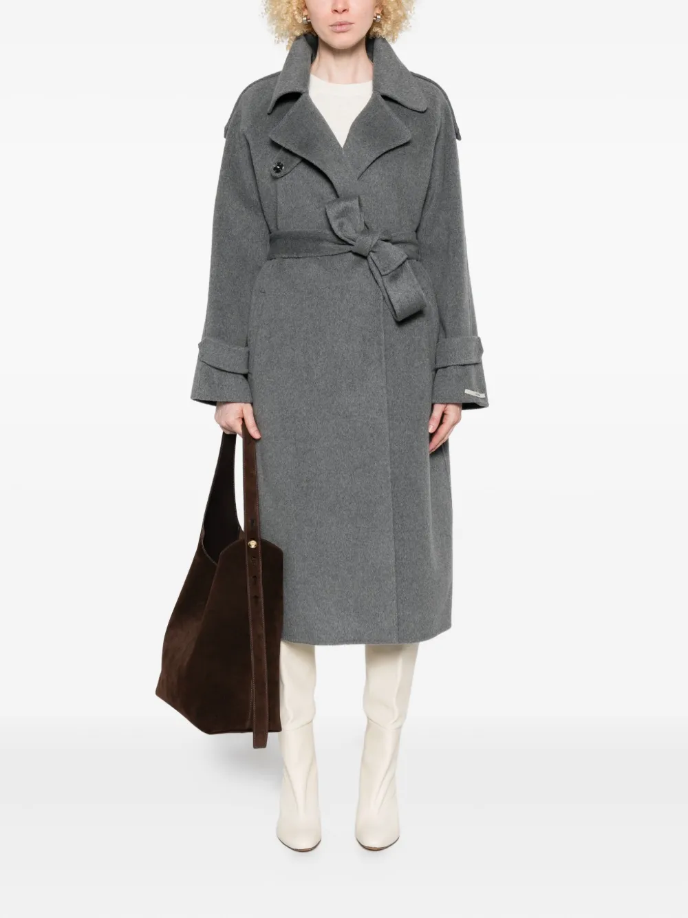 Glox belted long-sleeve coat | Single Breasted Coats | Image 2