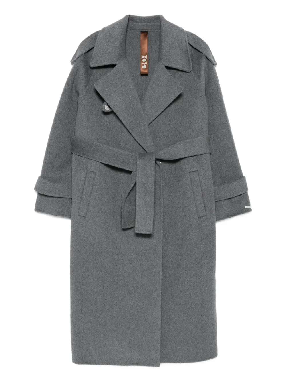 Glox belted long-sleeve coat | Grey | Image 1